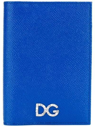 Shop Dolce & Gabbana Logo Plaque Wallet - Blue