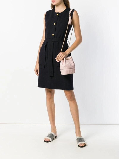 Tory Burch Mini Fleming Leather Bucket Bag In Shell Pink/gold