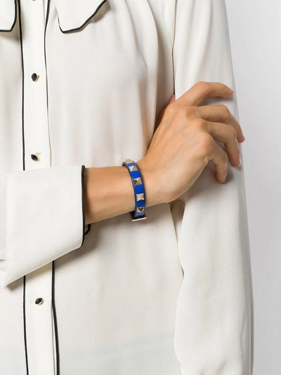 Shop Valentino Rockstud Strap Bracelet In Blue