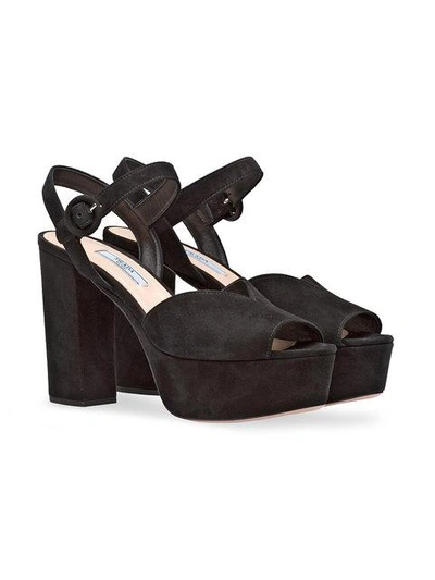 Shop Prada Platform Sandals In Black