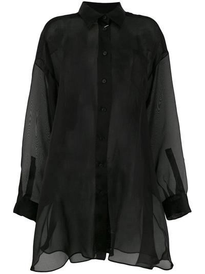 Shop Maison Margiela Sheer Button Shirt - Black