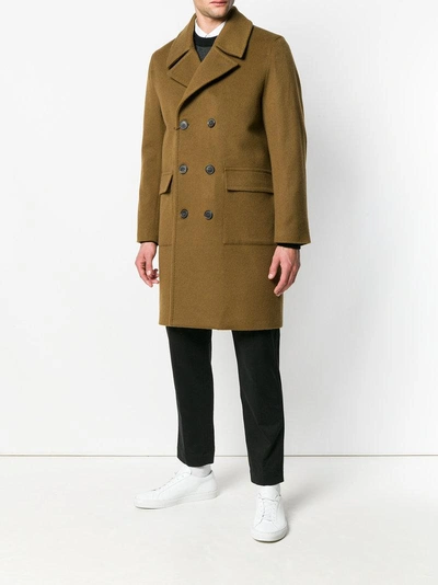 Shop Mackintosh Double Breasted Coat In Brown