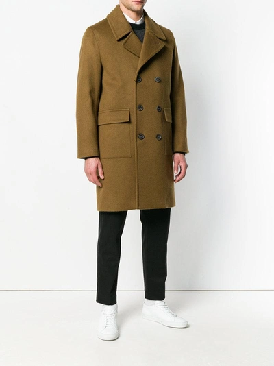 Shop Mackintosh Double Breasted Coat In Brown