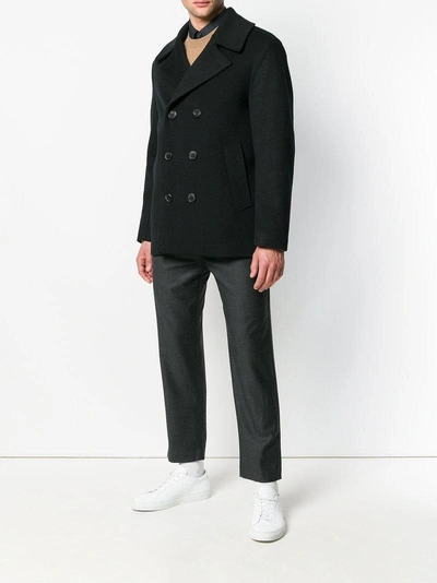 Shop Mackintosh Short Double Breasted Coat - Black
