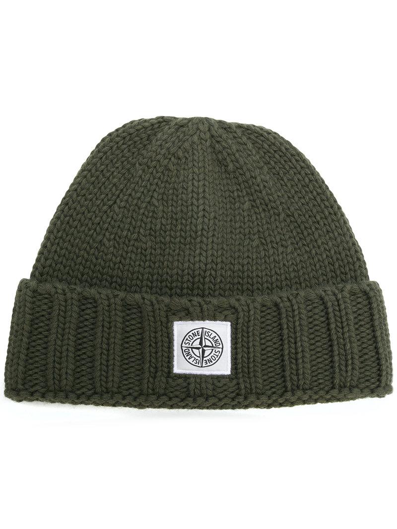 stone island beanie green