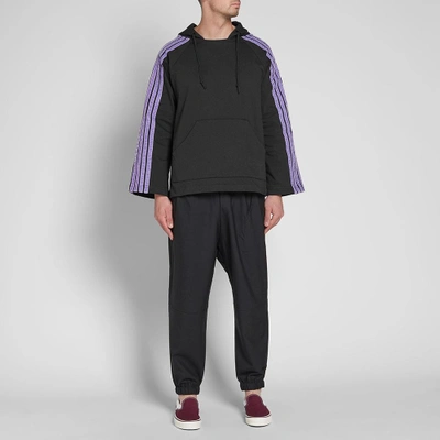 Shop Dima Leu Jersey Stripe Hoody In Black