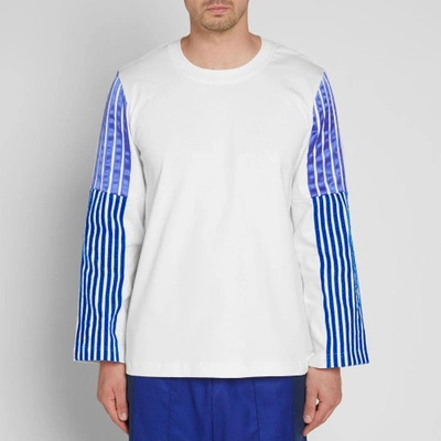 Shop Dima Leu Long Sleeve Jersey Stripe Tee In White