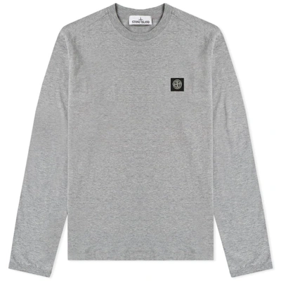 Stone Island Long Sleeve Patch Logo Tee In Grey | ModeSens