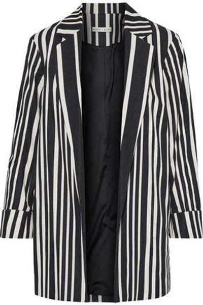 Shop Alice And Olivia Neta Striped Cotton-blend Jacket In Black