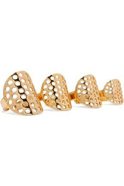 Shop Arme De L'amour Woman Set Of Four Gold-plated Rings Gold