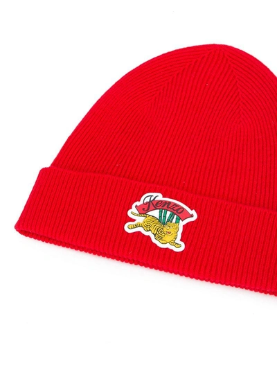 Shop Kenzo Jumping Tiger Beanie - Red