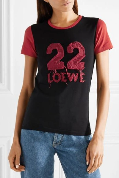 Shop Loewe Appliquéd Cotton-jersey T-shirt