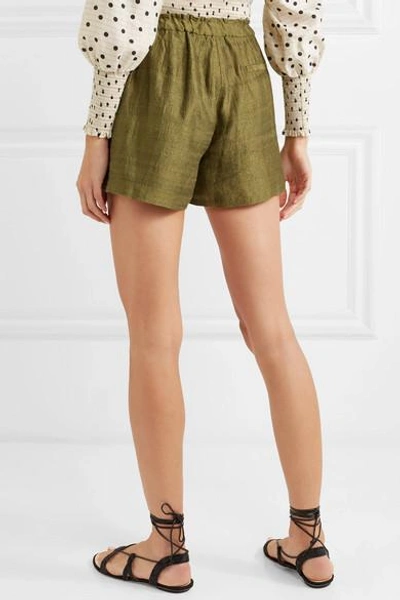 Shop Rhode Natty Silk-canvas Shorts In Green