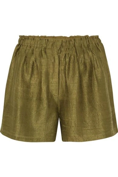 Shop Rhode Natty Silk-canvas Shorts In Green