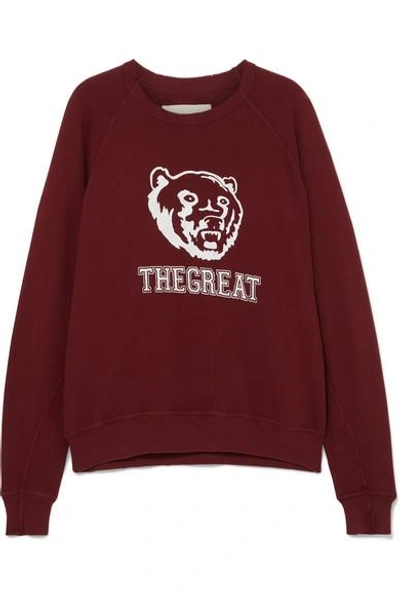 Shop The Great The College Printed Cotton-jersey Sweatshirt In Red