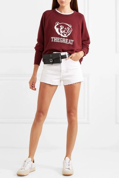 Shop The Great The College Printed Cotton-jersey Sweatshirt In Red