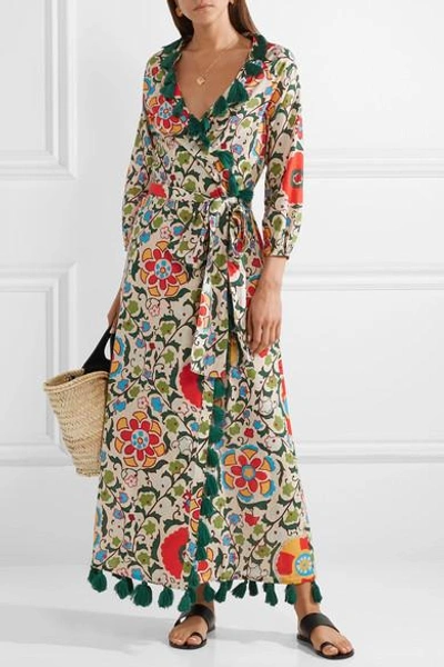 Shop Rhode Lena Tasseled Printed Cotton-voile Maxi Dress