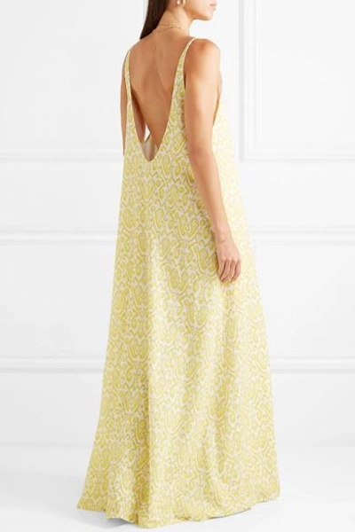 Shop Eywasouls Malibu Jane Printed Cotton-voile Maxi Dress In Pastel Yellow