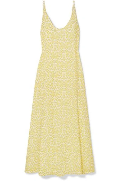 Shop Eywasouls Malibu Jane Printed Cotton-voile Maxi Dress In Pastel Yellow