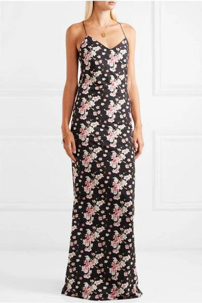 Shop Eywasouls Malibu Josepha Open-back Floral-print Cotton-voile Maxi Dress In Black