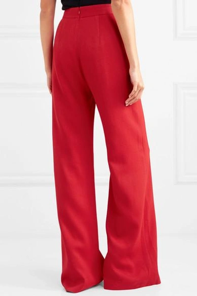 Shop Brandon Maxwell Crepe Wide-leg Pants In Red