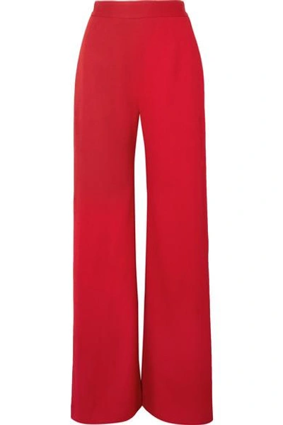 Shop Brandon Maxwell Crepe Wide-leg Pants In Red
