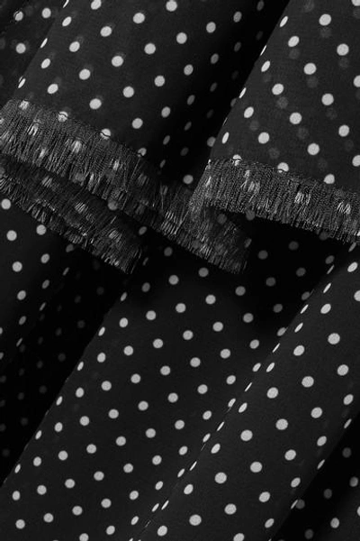 Shop Loewe Asymmetric Polka-dot Chiffon Midi Dress