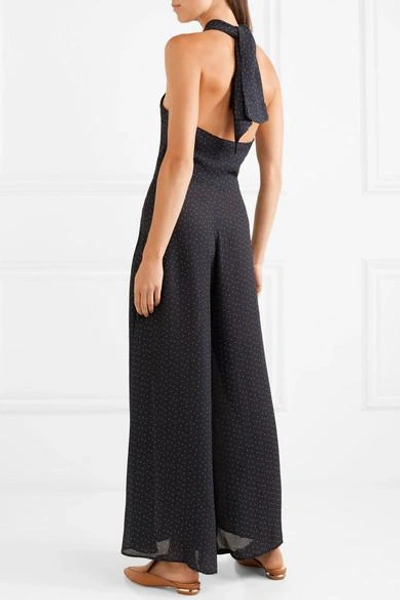 Shop Paper London Cala Polka-dot Crepe De Chine Jumpsuit In Navy