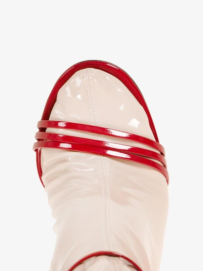Shop Gucci Latex Sock And Leather Sandals In Red