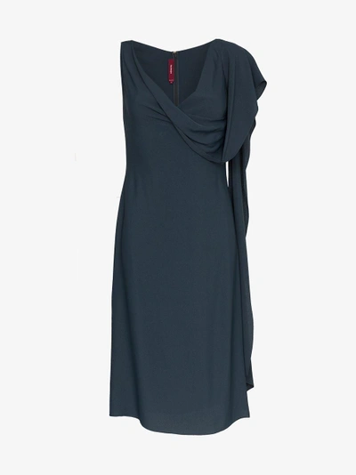 Shop Sies Marjan Etta Marocain Silk Drape Dress In Blue