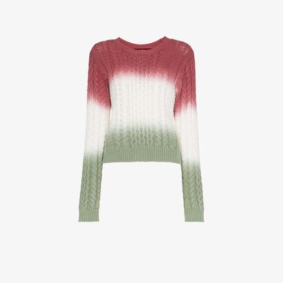 Shop Sies Marjan Womens Dsdg Multicolor Britta Cotton Cable Knit Jumper In Red / White / Green