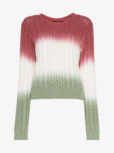 Shop Sies Marjan Womens Dsdg Multicolor Britta Cotton Cable Knit Jumper In Red / White / Green