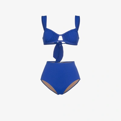 Shop Three Graces Bridget Gathered Bikini In Blue