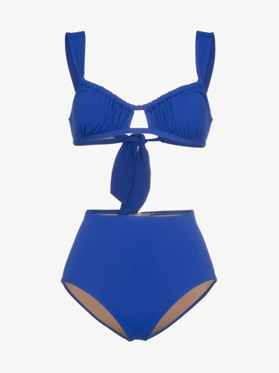 Shop Three Graces Bridget Gathered Bikini In Blue