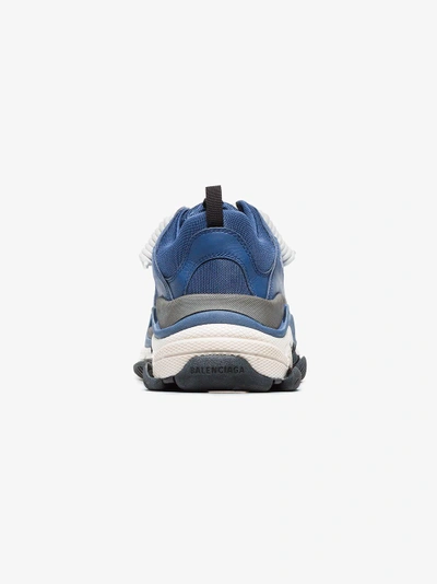 Shop Balenciaga Blue And White Triple S Leather Sneakers