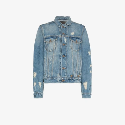 Shop R13 Distressed Detail Denim Jacket In Blue