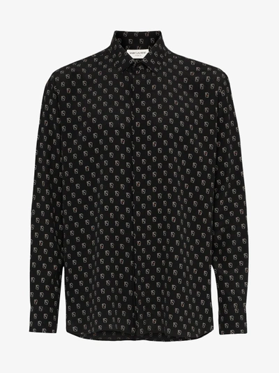 Shop Saint Laurent Sl Playing Cards Printed Shirt In Black