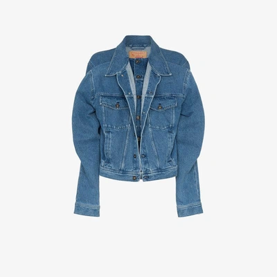 Shop Y/project Y / Project Double Layer Long Sleeve Denim Jacket In Blue