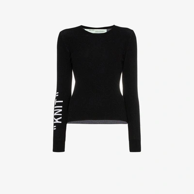 Shop Off-white 'knit' Round Neck Jumper In Black