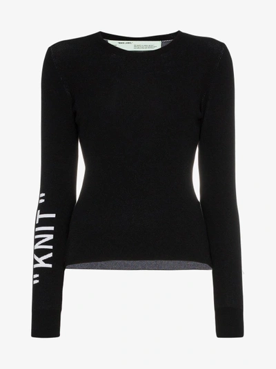 Shop Off-white 'knit' Round Neck Jumper In Black