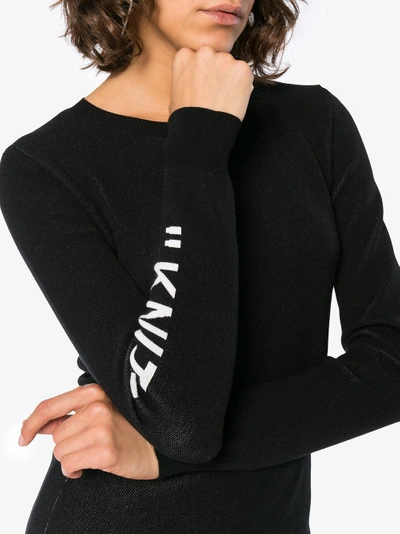 Shop Off-white 'knit' Round Neck Jumper In Black