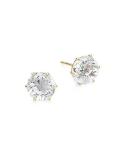 Shop Ippolita Rock Candy Medium 18k Yellow Gold & Clear Quartz Round Stud Earrings In Gold Clear