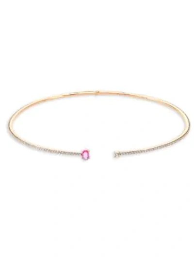 Shop Hueb Spectrum Diamond, Pink Sapphire & 18k Yellow Gold Choker In Rose Gold