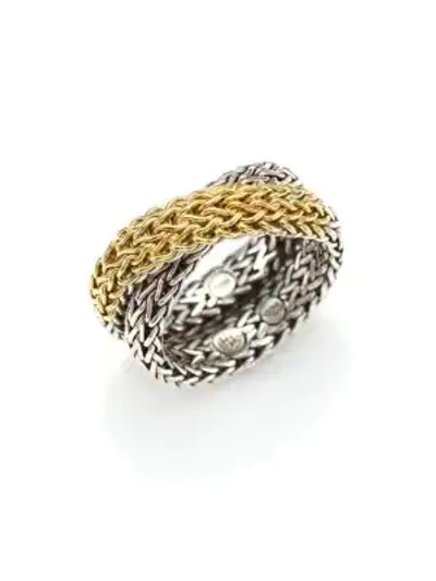 Shop John Hardy Classic Chain 18k Yellow Gold & Sterling Silver Ring In Silver Gold