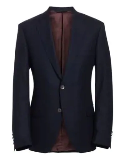 Shop Saks Fifth Avenue Collection By Samuelsohn Classic-fit Wool Travel Blazer In Navy