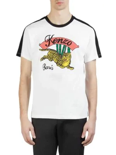 Shop Kenzo Jumping Tiger Cotton Tee In White Black
