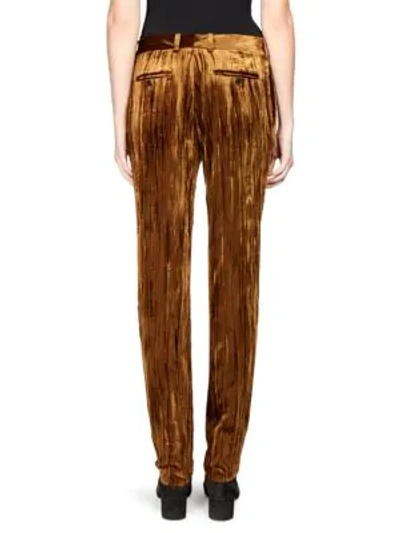 Shop Saint Laurent Velvet Straight-leg Pants In Gold
