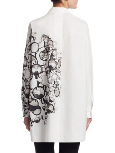 Shop Akris Punto Cotton Mirror Print Tunic In Cream Silver