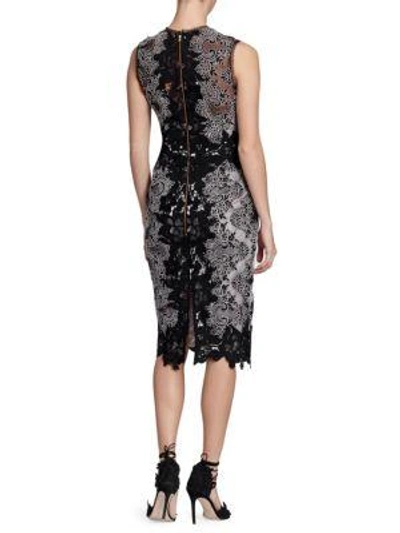 Shop Marchesa Notte Sleeveless Lace Sheath Dress In Black