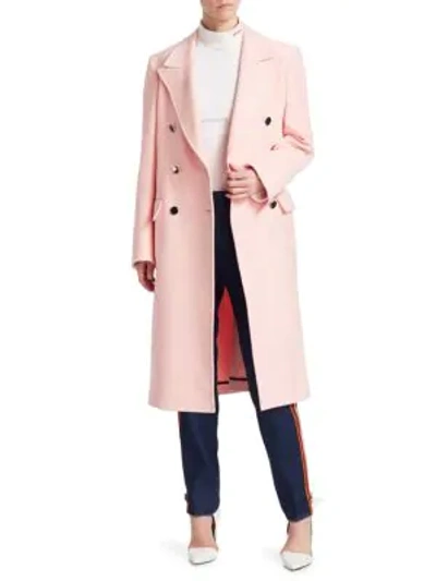 Shop Calvin Klein 205w39nyc Double-breasted Straight Coat In Pink Moleskin